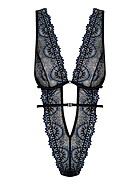 Revealing teddy, lace, deep neckline, triangle cups